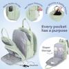 imageRUVALINO Diaper Bag BackpackMultifunction Baby Travel Bag with Changing pad Insulated Bottle Holders ampamp Pacifier Case Large Capacity Waterproof Yellow LeopardMint Green
