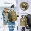 imageRUVALINO Diaper Bag BackpackMultifunction Baby Travel Bag with Changing pad Insulated Bottle Holders ampamp Pacifier Case Large Capacity Waterproof Yellow LeopardMilitary Green