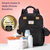 imageRUVALINO Diaper Bag BackpackMultifunction Baby Travel Bag with Changing pad Insulated Bottle Holders ampamp Pacifier Case Large Capacity Waterproof Yellow LeopardBlack Leopard