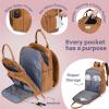 imageRUVALINO Diaper Bag BackpackMultifunction Baby Travel Bag with Changing pad Insulated Bottle Holders ampamp Pacifier Case Large Capacity Waterproof Yellow LeopardDark Brown