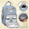 imageRUVALINO Diaper Bag BackpackMultifunction Baby Travel Bag with Changing pad Insulated Bottle Holders ampamp Pacifier Case Large Capacity Waterproof Yellow LeopardSky Blue
