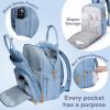 imageRUVALINO Diaper Bag BackpackMultifunction Baby Travel Bag with Changing pad Insulated Bottle Holders ampamp Pacifier Case Large Capacity Waterproof Yellow LeopardSky Blue