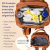 imageRUVALINO Diaper Bag BackpackMultifunction Baby Travel Bag with Changing pad Insulated Bottle Holders ampamp Pacifier Case Large Capacity Waterproof Yellow LeopardMapleorange