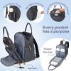 imageRUVALINO Diaper Bag BackpackMultifunction Baby Travel Bag with Changing pad Insulated Bottle Holders ampamp Pacifier Case Large Capacity Waterproof Yellow LeopardDark Gray Xl
