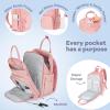 imageRUVALINO Diaper Bag BackpackMultifunction Baby Travel Bag with Changing pad Insulated Bottle Holders ampamp Pacifier Case Large Capacity Waterproof Yellow LeopardPink