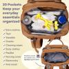 imageRUVALINO Diaper Bag BackpackMultifunction Baby Travel Bag with Changing pad Insulated Bottle Holders ampamp Pacifier Case Large Capacity Waterproof Yellow LeopardDark Brown