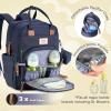 imageRUVALINO Diaper Bag BackpackMultifunction Baby Travel Bag with Changing pad Insulated Bottle Holders ampamp Pacifier Case Large Capacity Waterproof Yellow LeopardNavy Blue
