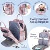 imageRUVALINO Diaper Bag BackpackMultifunction Baby Travel Bag with Changing pad Insulated Bottle Holders ampamp Pacifier Case Large Capacity Waterproof Yellow LeopardPink Plaid