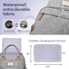 imageRUVALINO Diaper Bag BackpackMultifunction Baby Travel Bag with Changing pad Insulated Bottle Holders ampamp Pacifier Case Large Capacity Waterproof Yellow LeopardAustere Gray