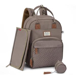 imageRUVALINO Baby Changing Bag Backpack Neutral AllinOne Baby Bags for Multifunction Large Travel Backpack with Portable Changing Pad Stroller Straps Pacifier Case and Insulated Pockets Kahki