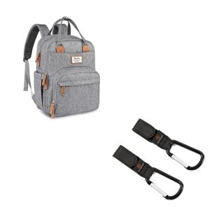 imageRUVALINO Diaper Bag Backpack Stroller Hooks Multifunction Travel Baby Back Pack with Changing Pad Universal Stroller Clips for Mom Girls
