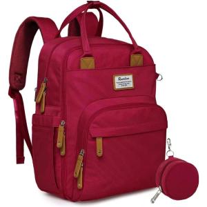 imageRUVALINO Diaper Bag BackpackMultifunction Baby Travel Bag with Changing pad Insulated Bottle Holders ampamp Pacifier Case Large Capacity Waterproof Yellow LeopardPurplish Red