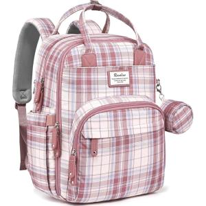 imageRUVALINO Diaper Bag BackpackMultifunction Baby Travel Bag with Changing pad Insulated Bottle Holders ampamp Pacifier Case Large Capacity Waterproof Yellow LeopardPink Plaid