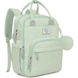 imageRUVALINO Diaper Bag BackpackMultifunction Baby Travel Bag with Changing pad Insulated Bottle Holders ampamp Pacifier Case Large Capacity Waterproof Yellow LeopardMint Green