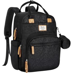 imageRUVALINO Diaper Bag BackpackMultifunction Baby Travel Bag with Changing pad Insulated Bottle Holders ampamp Pacifier Case Large Capacity Waterproof Yellow LeopardBlack Leopard