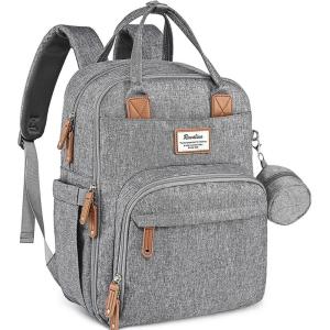 imageRUVALINO Diaper Bag BackpackMultifunction Baby Travel Bag with Changing pad Insulated Bottle Holders ampamp Pacifier Case Large Capacity Waterproof Yellow LeopardGray Xl