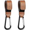 imageRUVALINO Leather Stroller Hooks for Diaper Bag and Stroller Organizer  Stroller Strap with Large Carabiner Clip for Shopping Bags  Accessories for Wheelchair Shopping and Pet Carts Brown 2 Pack