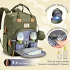 image:imageRUVALINO Baby Diaper Bag Backpack with Changing Pad Baby Shower Gifts  Baby Essentials Waterproof Travel Baby Bags for Mom Dad Girl Boy Insulated Bottle Holders Pacifier Case Large CapacityMilitary Green