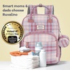 image:imageRUVALINO Baby Diaper Bag Backpack with Changing Pad Baby Shower Gifts  Baby Essentials Waterproof Travel Baby Bags for Mom Dad Girl Boy Insulated Bottle Holders Pacifier Case Large CapacityPink Plaid