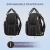 image:imageRUVALINO Baby Diaper Bag Backpack with Changing Pad Baby Shower Gifts  Baby Essentials Waterproof Travel Baby Bags for Mom Dad Girl Boy Insulated Bottle Holders Pacifier Case Large CapacityBlack