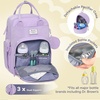 image:imageRUVALINO Baby Diaper Bag Backpack with Changing Pad Baby Shower Gifts  Baby Essentials Waterproof Travel Baby Bags for Mom Dad Girl Boy Insulated Bottle Holders Pacifier Case Large CapacityTaro Purple