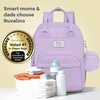 image:imageRUVALINO Baby Diaper Bag Backpack with Changing Pad Baby Shower Gifts  Baby Essentials Waterproof Travel Baby Bags for Mom Dad Girl Boy Insulated Bottle Holders Pacifier Case Large CapacityTaro Purple