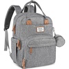 image:imageRUVALINO Baby Diaper Bag Backpack with Changing Pad Baby Shower Gifts  Baby Essentials Waterproof Travel Baby Bags for Mom Dad Girl Boy Insulated Bottle Holders Pacifier Case Large CapacityGray